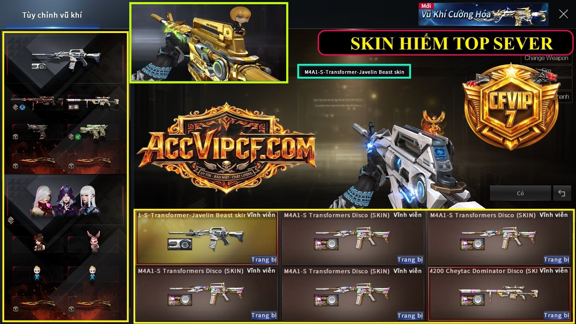 MÃ CF15755 - GIÁ : 9999K - CHIẾN ZOM XỊN - C4 XINH - 45 VIP - VIP7