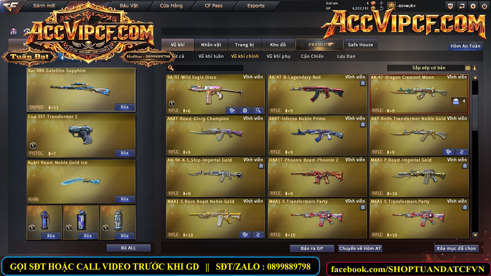 MÃ CF15688 - GIÁ : 6M8 - CHIẾN C4 - SNIP XỊN - 74 VIP - VIP6