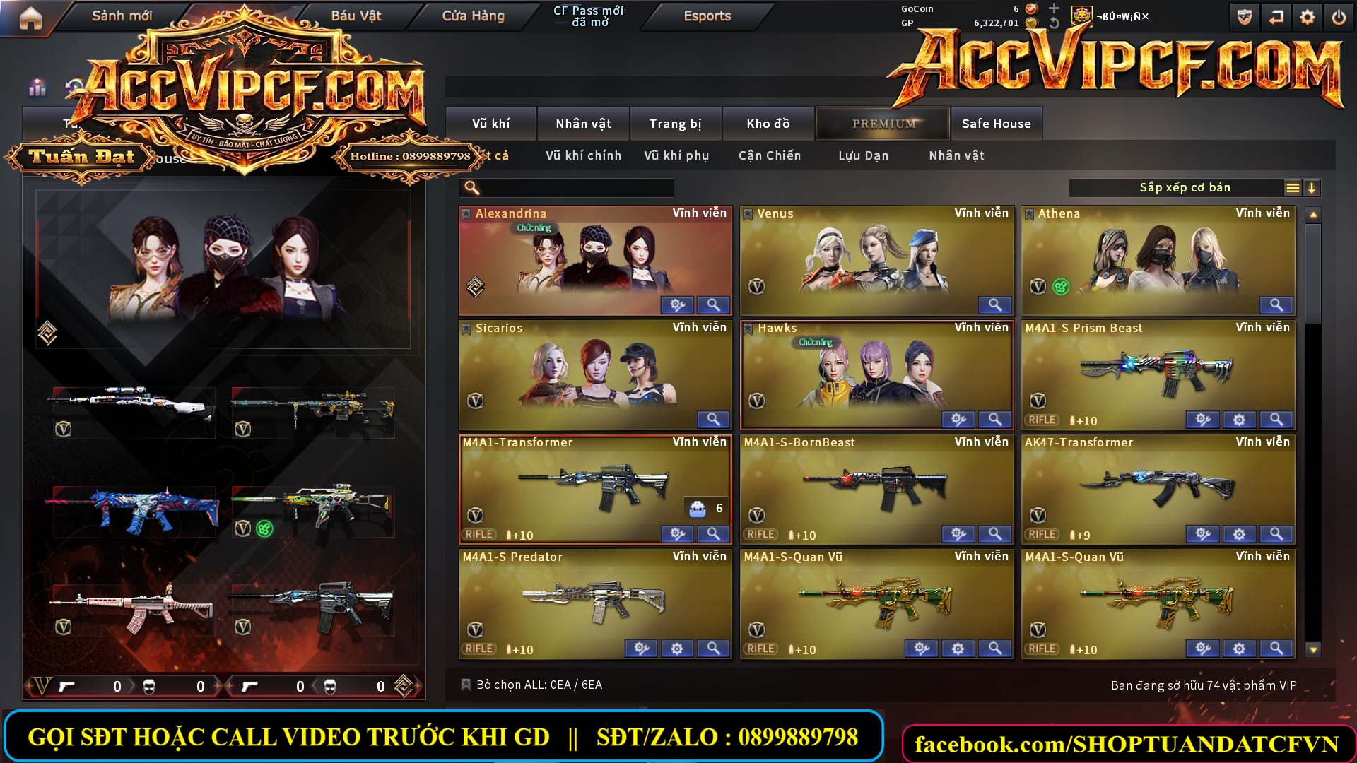 MÃ CF15688 - GIÁ : 6M8 - CHIẾN C4 - SNIP XỊN - 74 VIP - VIP6