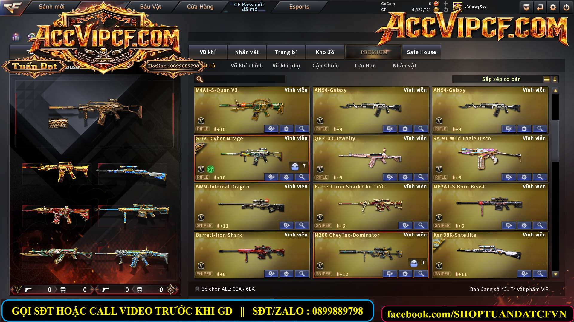 MÃ CF15688 - GIÁ : 6M8 - CHIẾN C4 - SNIP XỊN - 74 VIP - VIP6