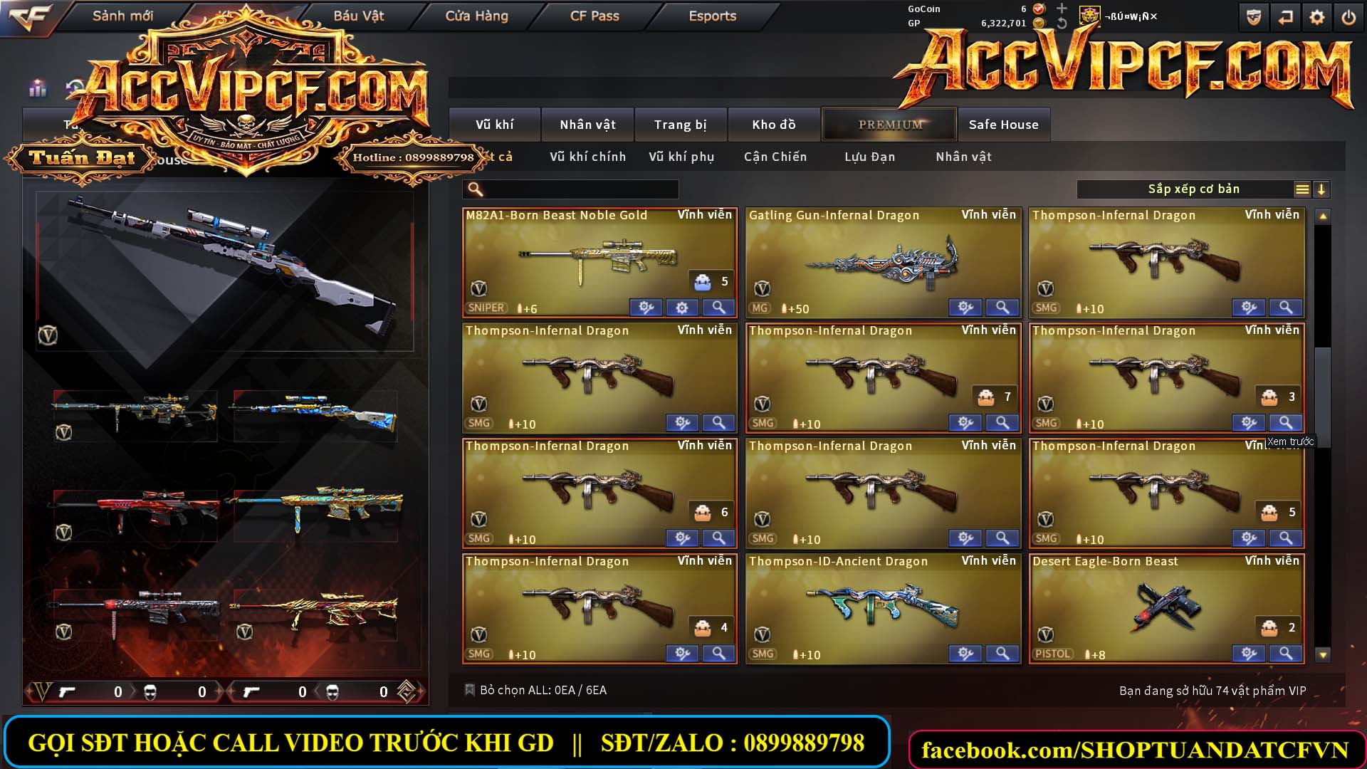 MÃ CF15688 - GIÁ : 6M8 - CHIẾN C4 - SNIP XỊN - 74 VIP - VIP6