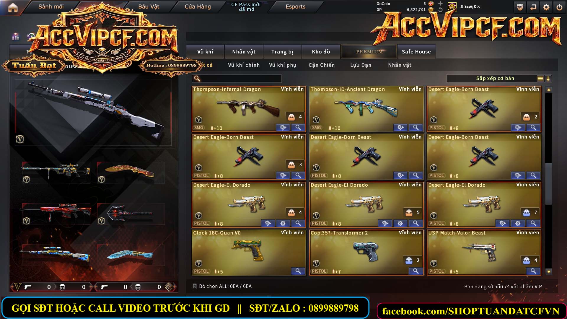 MÃ CF15688 - GIÁ : 6M8 - CHIẾN C4 - SNIP XỊN - 74 VIP - VIP6
