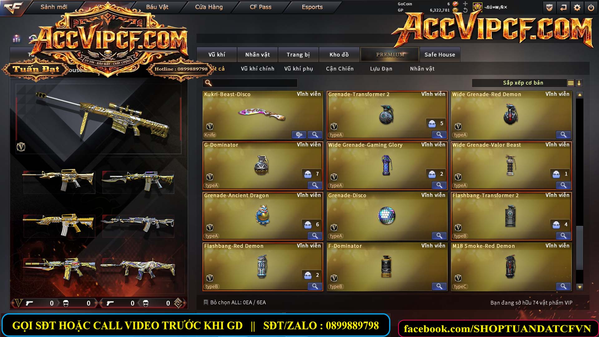MÃ CF15688 - GIÁ : 6M8 - CHIẾN C4 - SNIP XỊN - 74 VIP - VIP6