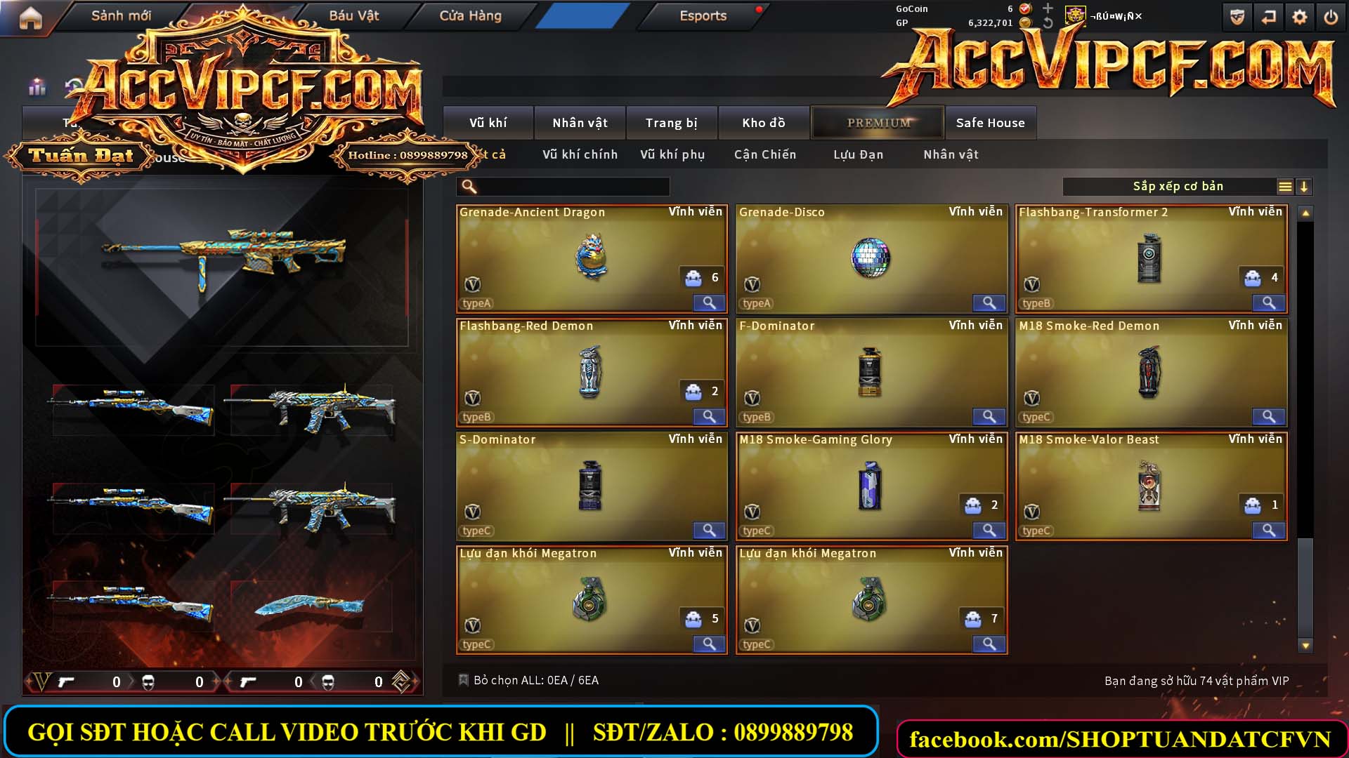 MÃ CF15688 - GIÁ : 6M8 - CHIẾN C4 - SNIP XỊN - 74 VIP - VIP6