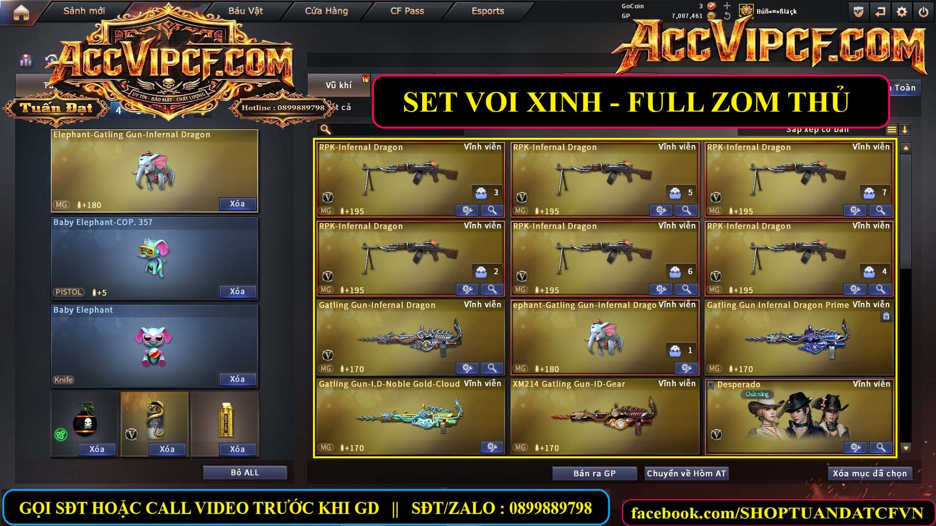 MÃ CF15753 - GIÁ : 4M5 - CHIẾN FULL ZOM THỦ - VIP5 - THỐNG SOÁI LV500