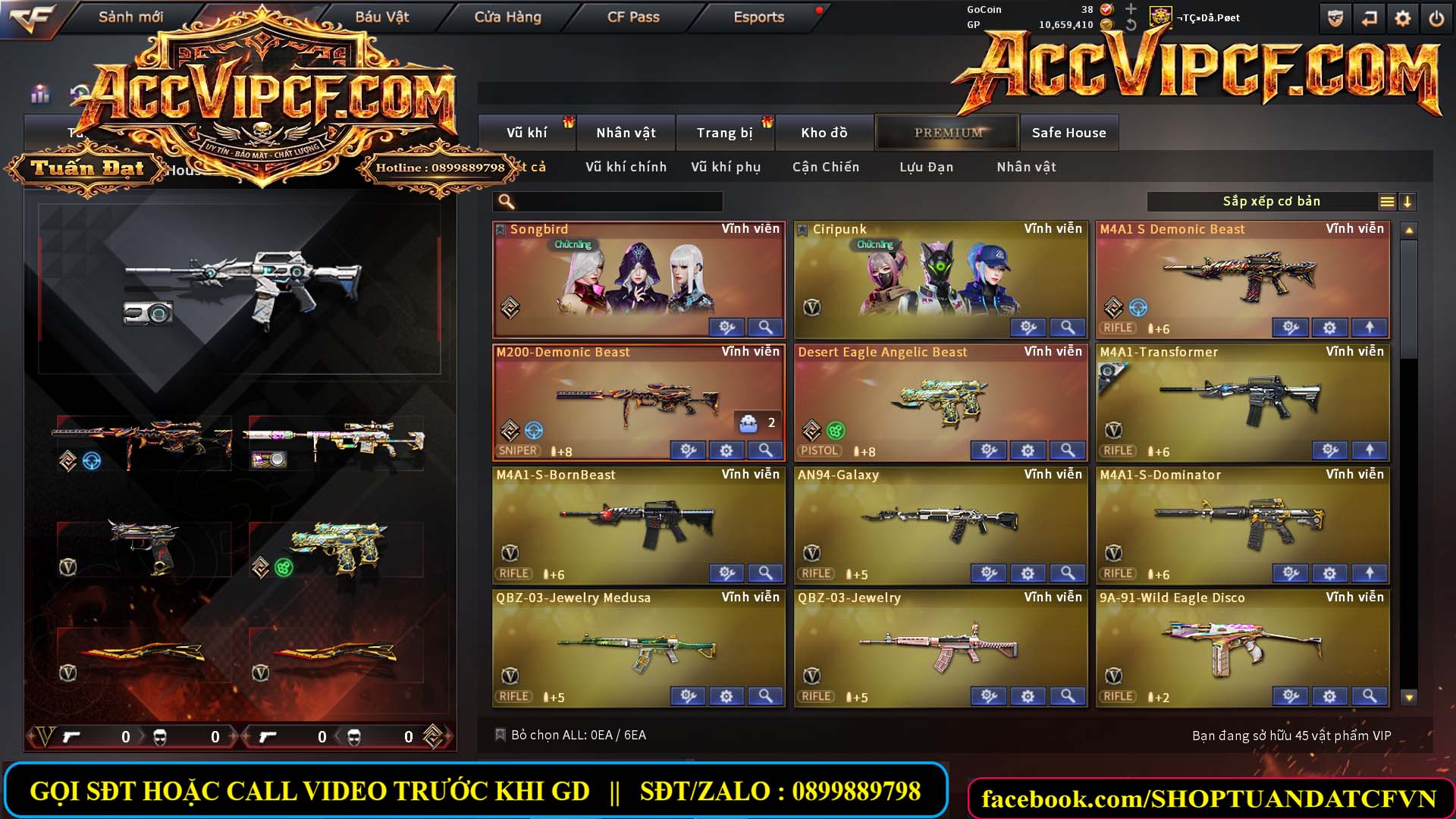 MÃ CF15755 - GIÁ : 9999K - CHIẾN ZOM XỊN - C4 XINH - 45 VIP - VIP7
