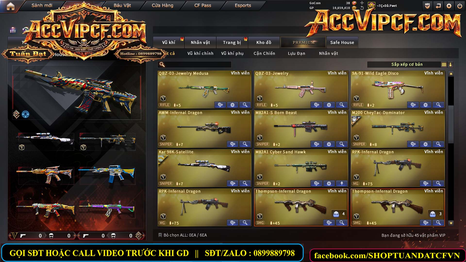 MÃ CF15755 - GIÁ : 9999K - CHIẾN ZOM XỊN - C4 XINH - 45 VIP - VIP7