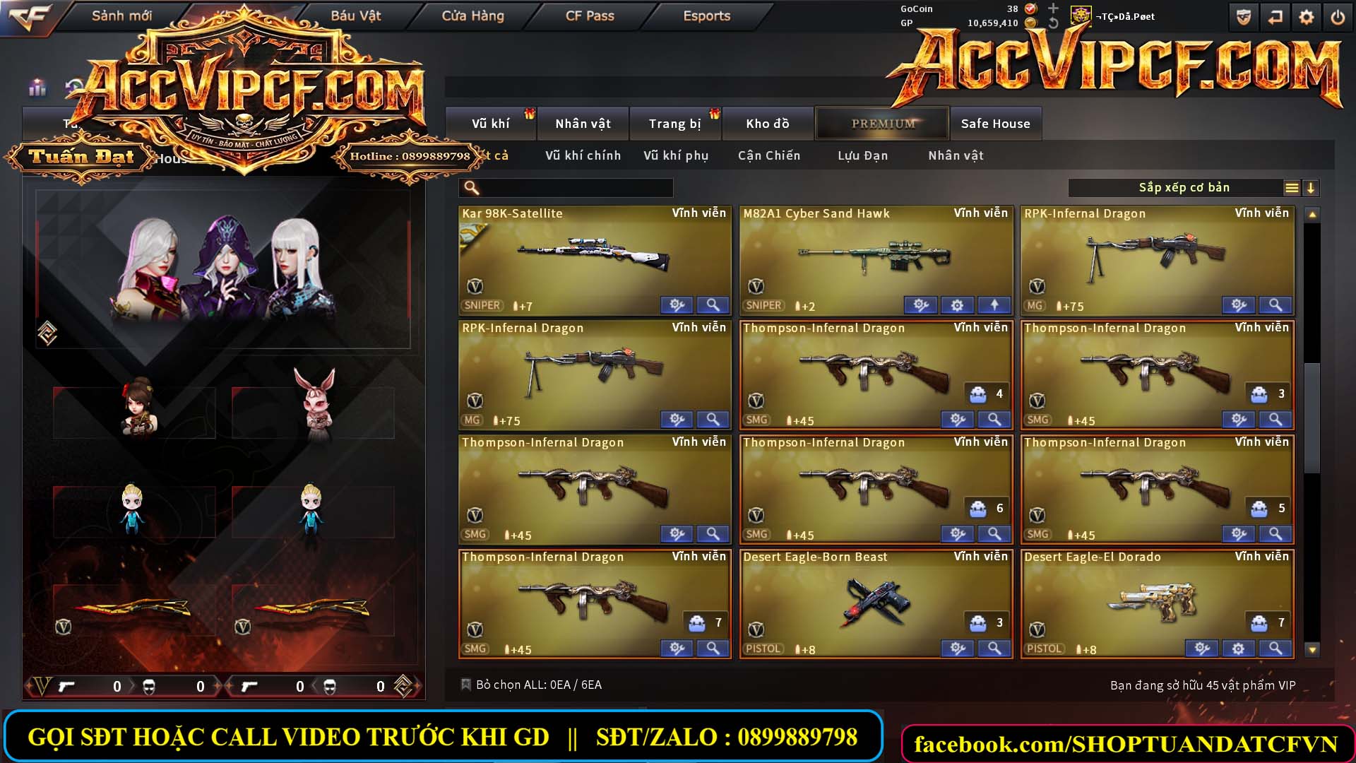 MÃ CF15755 - GIÁ : 9999K - CHIẾN ZOM XỊN - C4 XINH - 45 VIP - VIP7