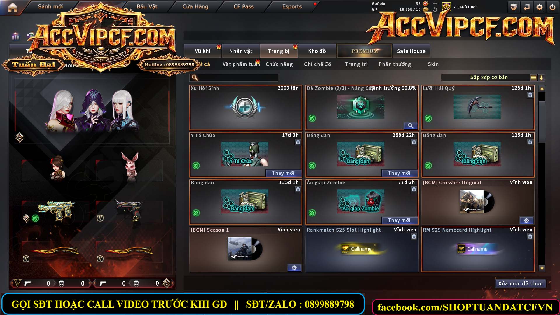 MÃ CF15755 - GIÁ : 9999K - CHIẾN ZOM XỊN - C4 XINH - 45 VIP - VIP7