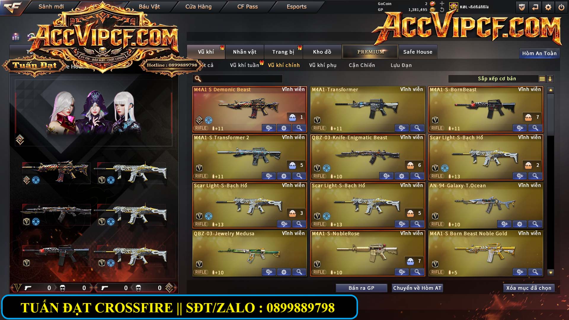 MÃ CF15821 - GIÁ : 5999K - CHIẾN C4 - AI MODE XINH - 50 VIP - VIP6