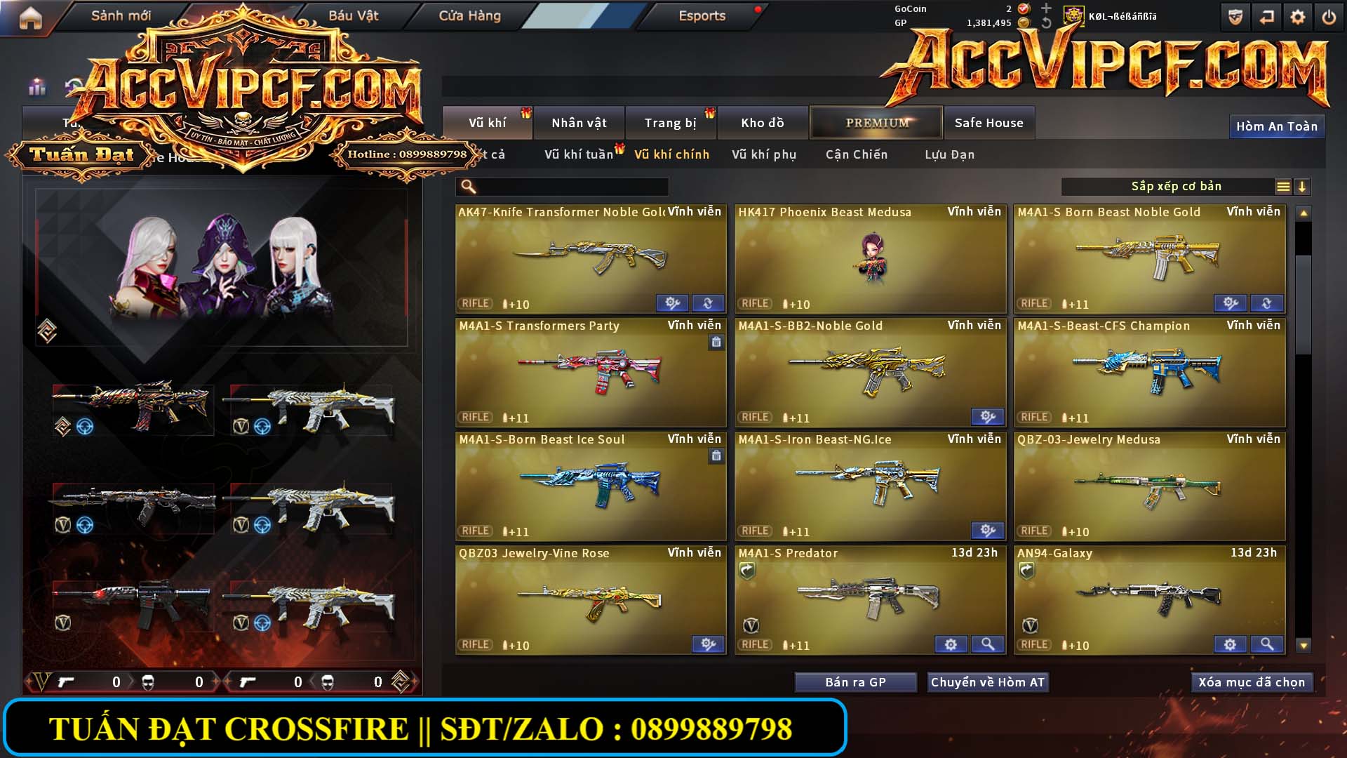 MÃ CF15821 - GIÁ : 5999K - CHIẾN C4 - AI MODE XINH - 50 VIP - VIP6
