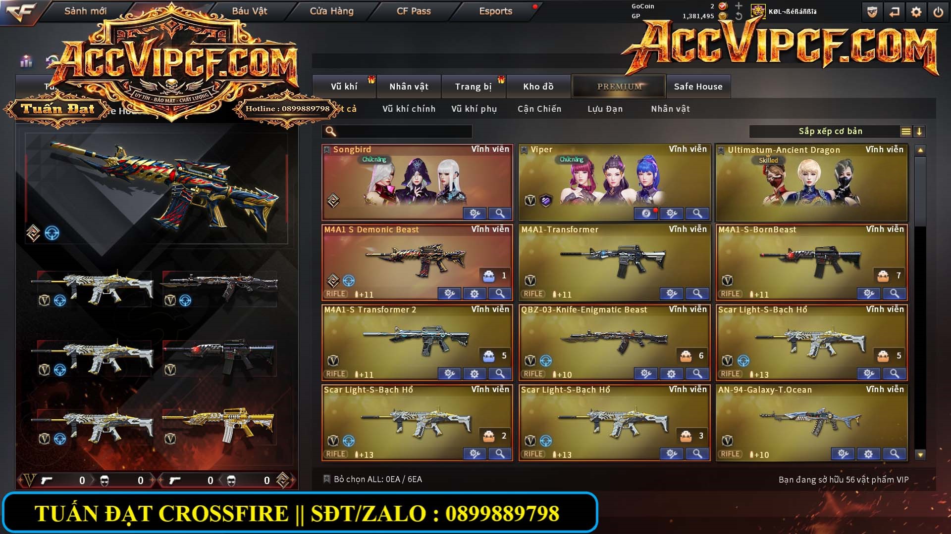 MÃ CF15821 - GIÁ : 5999K - CHIẾN C4 - AI MODE XINH - 50 VIP - VIP6