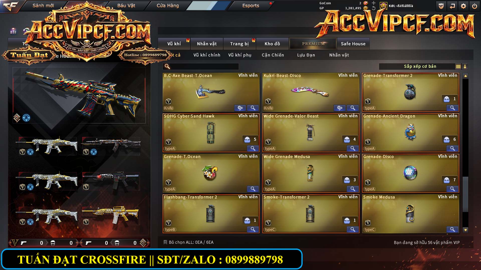 MÃ CF15821 - GIÁ : 5999K - CHIẾN C4 - AI MODE XINH - 50 VIP - VIP6