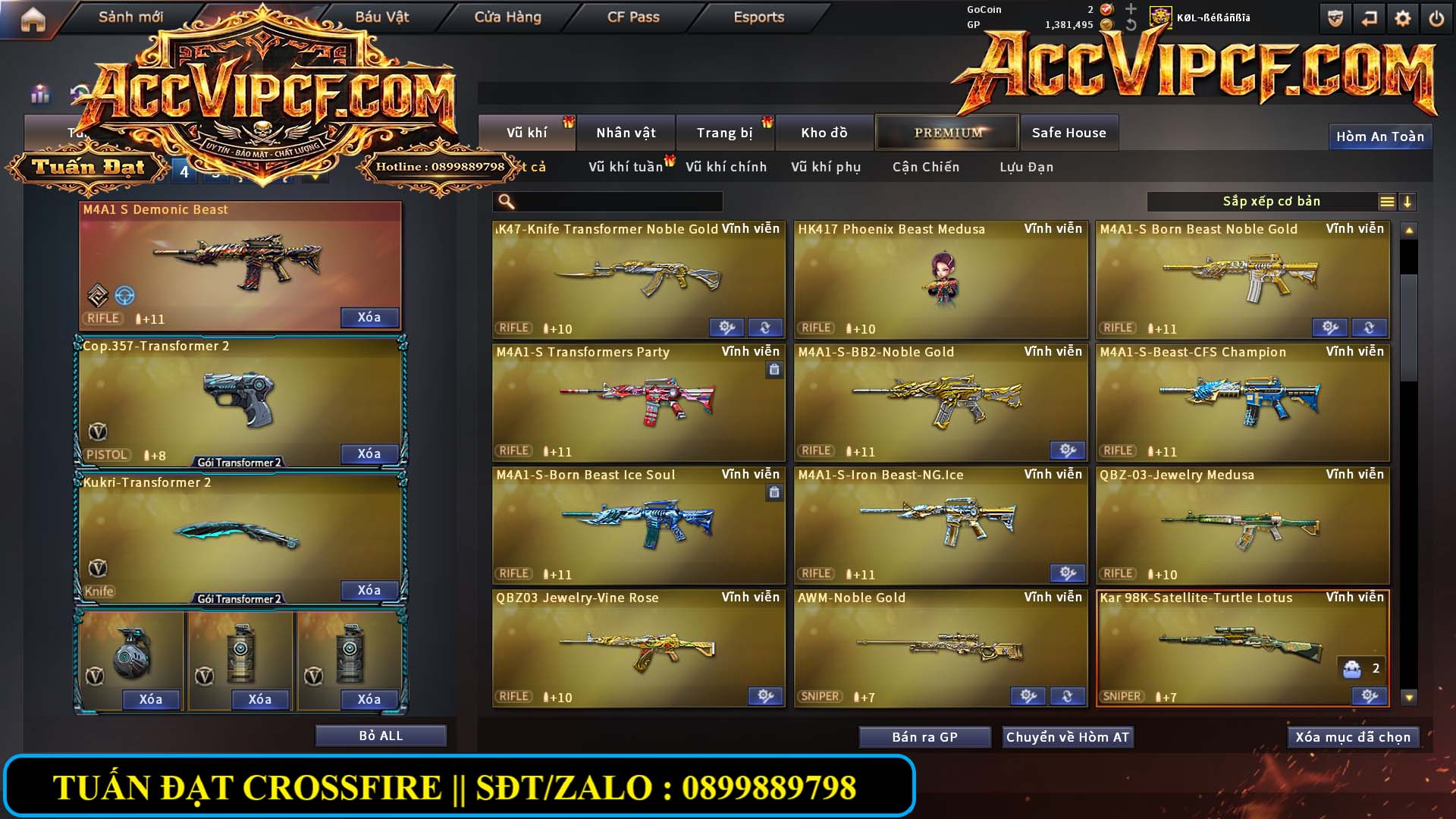 MÃ CF15821 - GIÁ : 5999K - CHIẾN C4 - AI MODE XINH - 50 VIP - VIP6