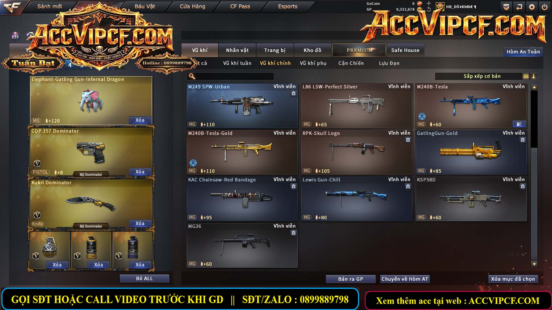 MÃ CF16317 - GIÁ THUÊ : 3999K - CHIẾN C4 + ZOM THỦ 6N VOI - 33 VIP - VIP5