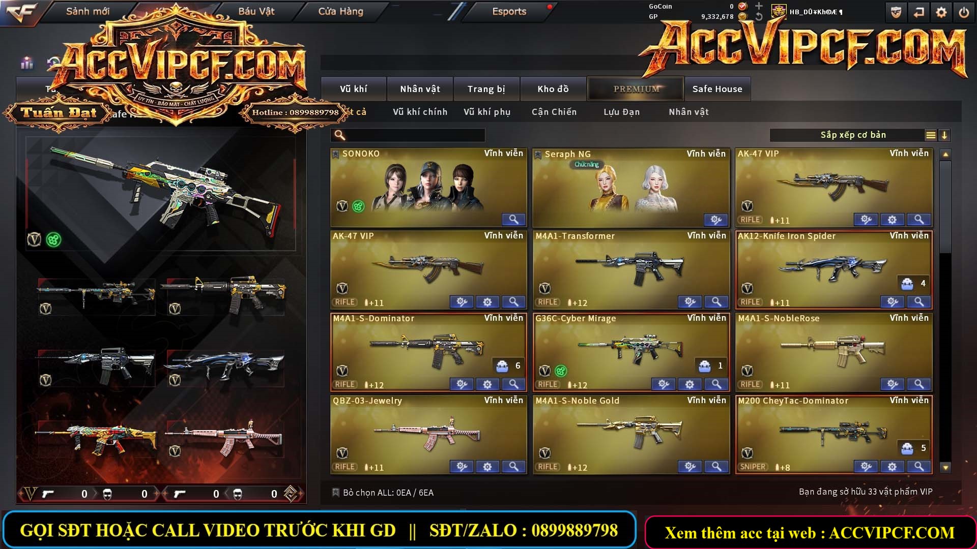 MÃ CF16317 - GIÁ THUÊ : 3999K - CHIẾN C4 + ZOM THỦ 6N VOI - 33 VIP - VIP5