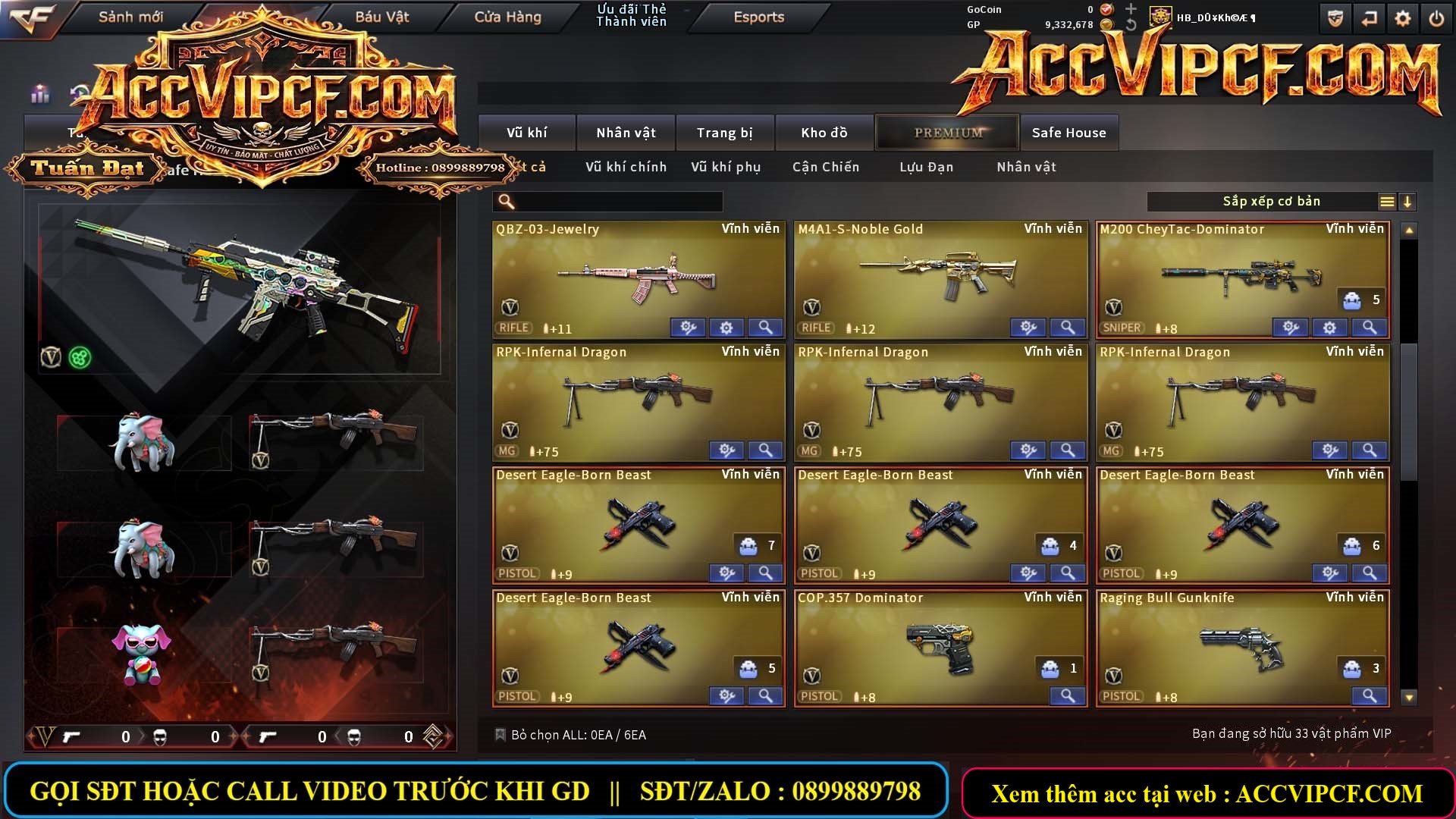 MÃ CF16317 - GIÁ THUÊ : 3999K - CHIẾN C4 + ZOM THỦ 6N VOI - 33 VIP - VIP5