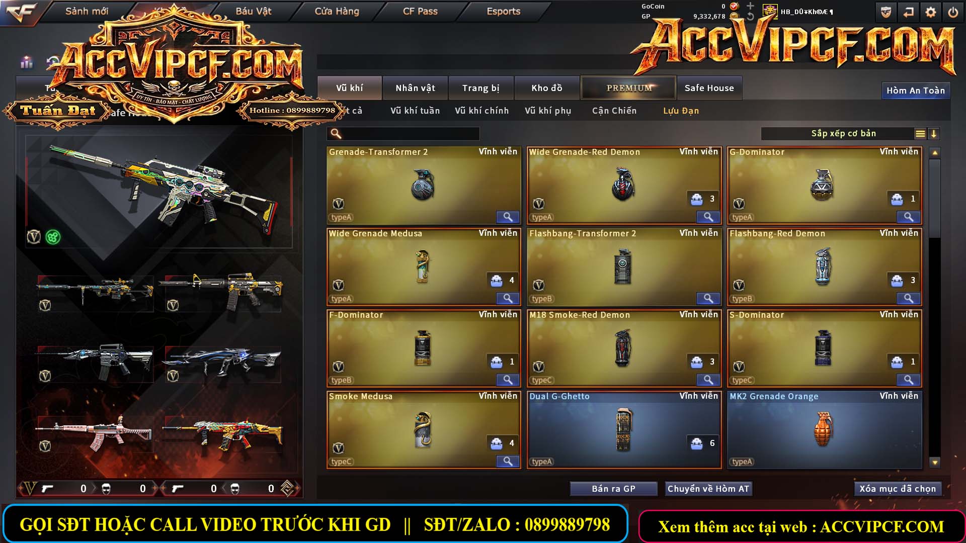 MÃ CF16317 - GIÁ THUÊ : 3999K - CHIẾN C4 + ZOM THỦ 6N VOI - 33 VIP - VIP5