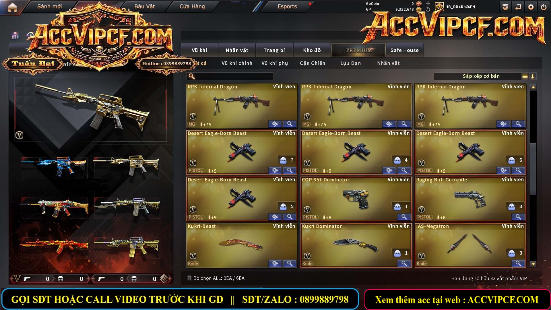 MÃ CF16317 - GIÁ THUÊ : 3999K - CHIẾN C4 + ZOM THỦ 6N VOI - 33 VIP - VIP5
