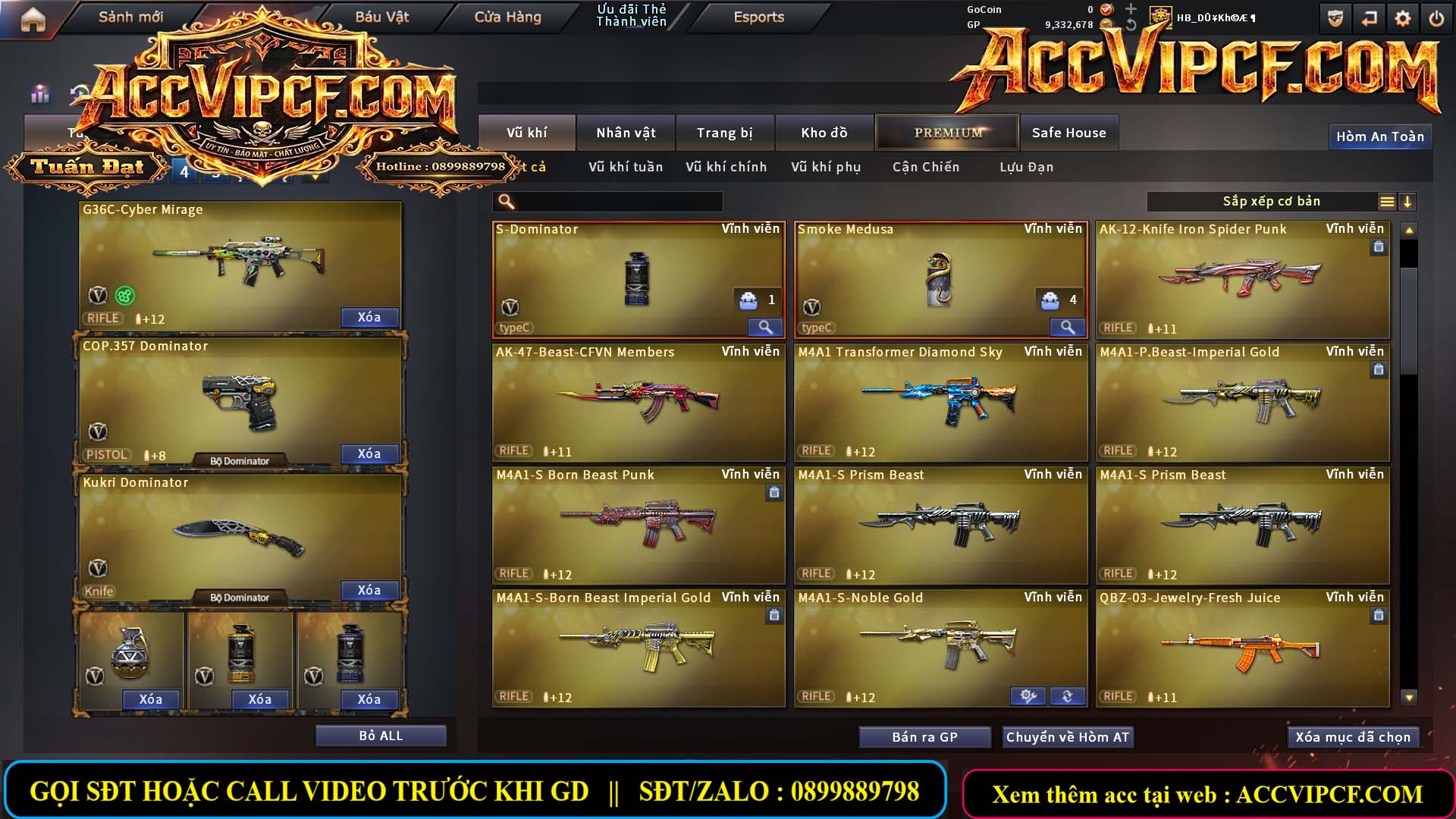 MÃ CF16317 - GIÁ THUÊ : 3999K - CHIẾN C4 + ZOM THỦ 6N VOI - 33 VIP - VIP5
